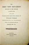 BIBLES, etc.  1862  The First New Testament printed in the English Language (1525 or 1526) . . . Reproduced in Facsimile.